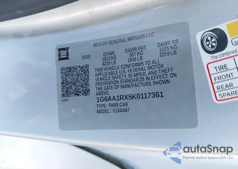 2019 Cadillac Ats Standard из США, поврежденный, VIN 1G6AA1RX5K0117361